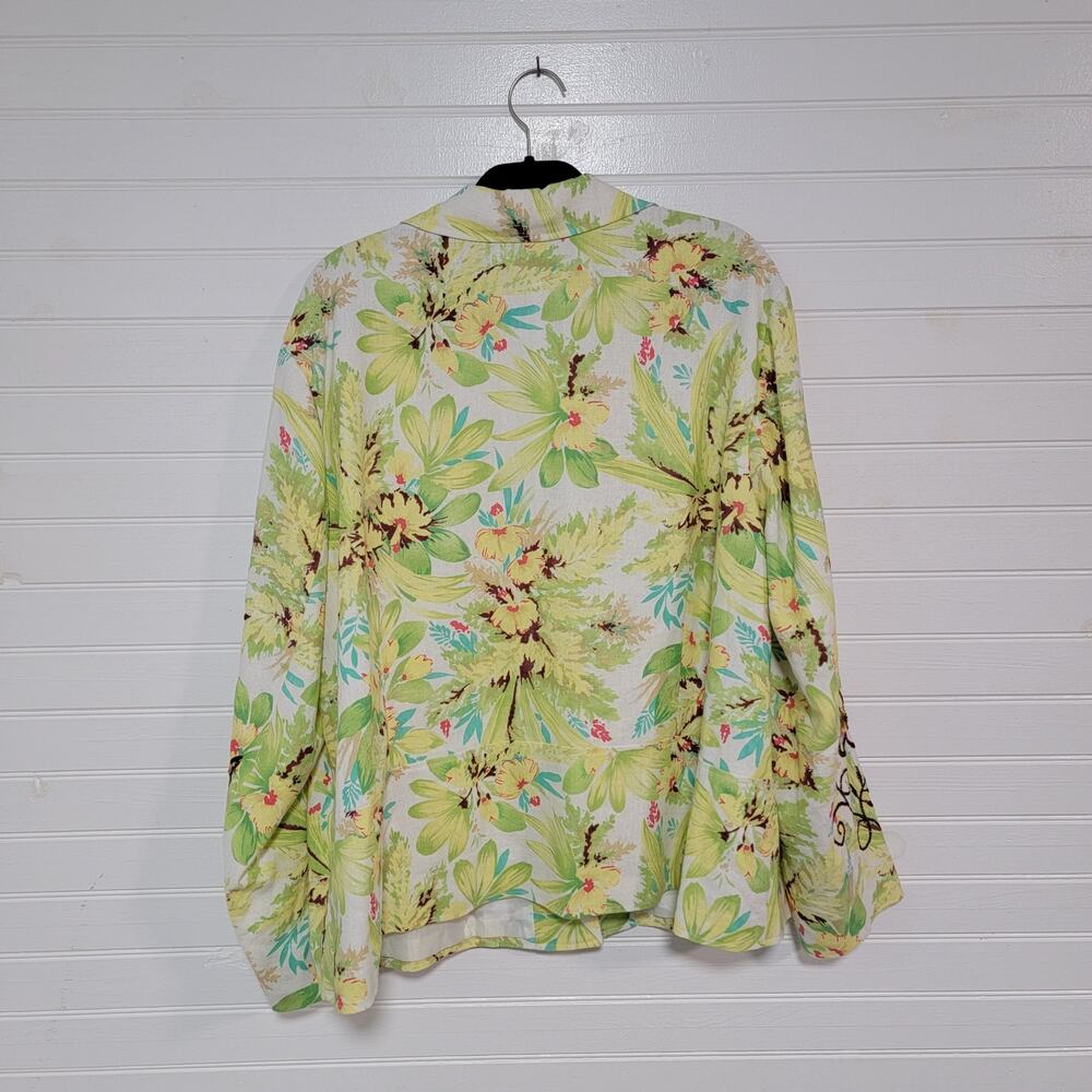 Coldwater Creek Plus Size 3X Linen Blend Floral Blazer Jacket Embroidered - Picture 2 of 8